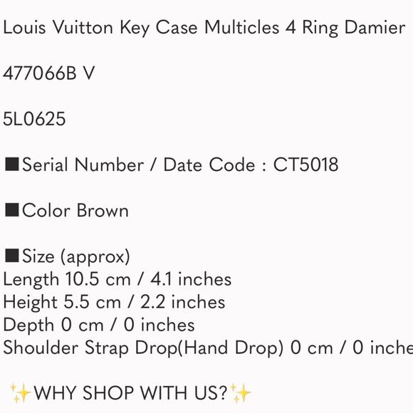 Louis Vuitton like new Key Case Multicles 4 Ring Damier excellent condition - Picture 9 of 10